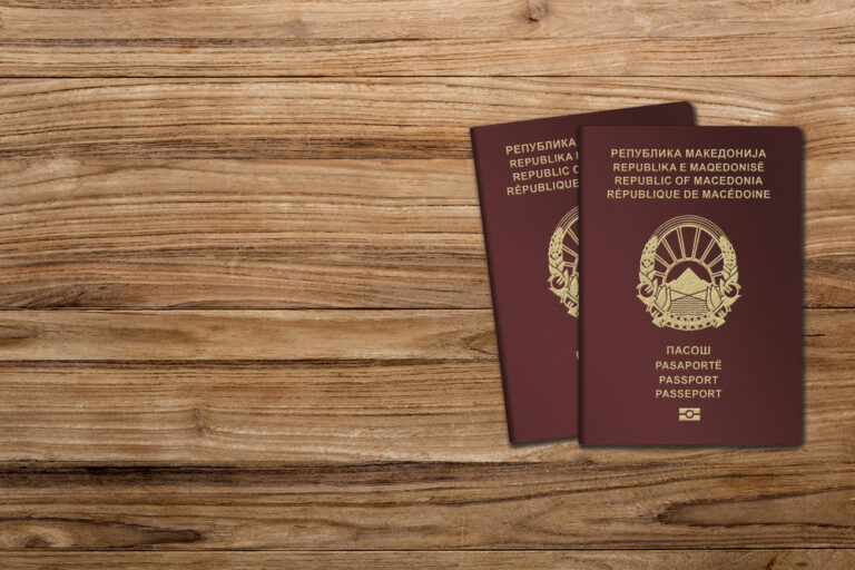 north Macedonian passports on table